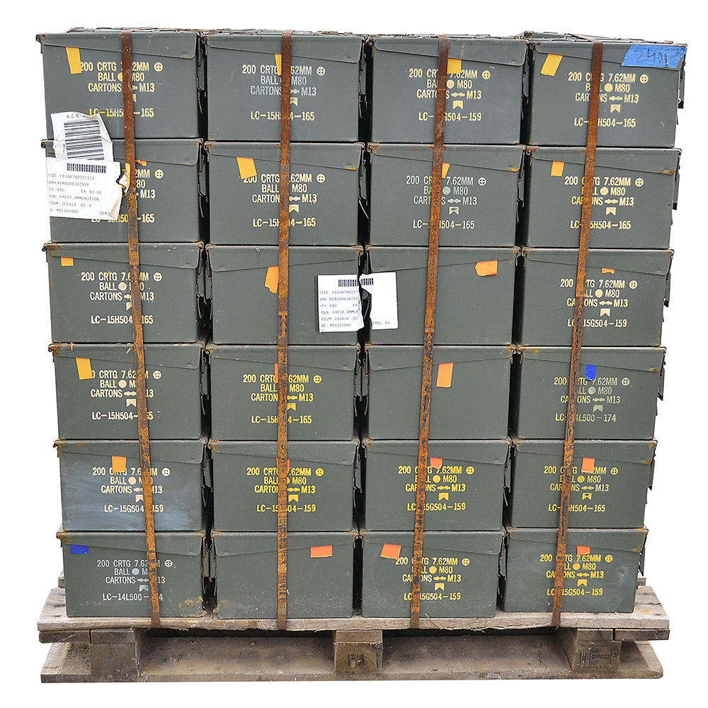 30 Cal 7.62 mm Ammo Box Pallet of 240 pieces at 5.00/Each New