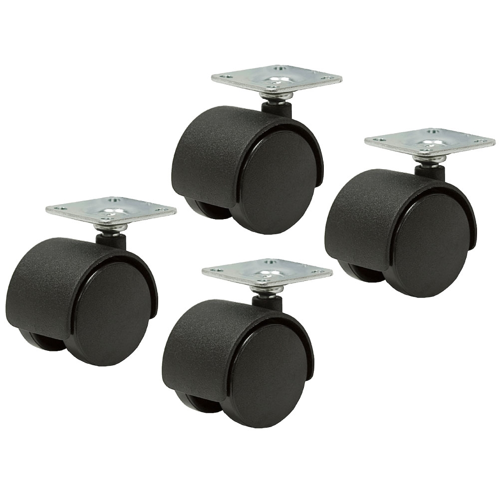 1.5x1/4" Dual Wheel Swivel Plate Caster Set Of 4 Plate Casters