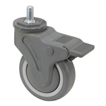 4" x 1-1/4" Swivel Threaded Stem Caster w/Brake