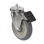 5" x 1-1/4 Swivel Threaded Stem Caster w/Brake