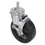 5" x 1-1/4" Swivel Threaded Stem Caster w/Brake