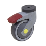 4" x 1-1/4" Bolt Hole Caster W/Wheel and Swivel Lock TENTE model 5377XSP100P30-11