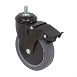 5" x 1-1/4" MEDCASTER Threaded Stem Caster with Brake and Swivel Lock M7202.15-1123548-B