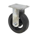 6" x 2" Rigid Plate Caster Rubber Tire of Cast Iron Wheel