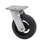 6" x 2" Swivel Plate Caster Rubber Tire on Cast Iron Wheel