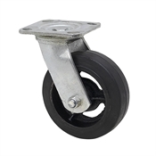 6" x 2" Swivel Plate Caster Rubber Tire on Cast Iron Wheel