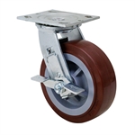 6" x 2" Swivel Plate Caster W/ Tread Lock Brake Pemco ES6X2TUM B TBK