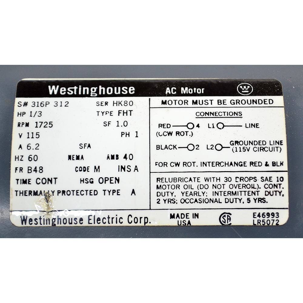 1-3-hp-1725-rpm-115-vac-westinghouse-motor-ac-motors-base-mount-ac