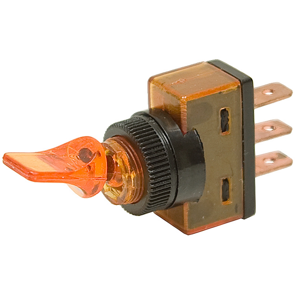 SPST 20 Amp 12 Volt Toggle Switch Amber Glow Lever Toggle Switches