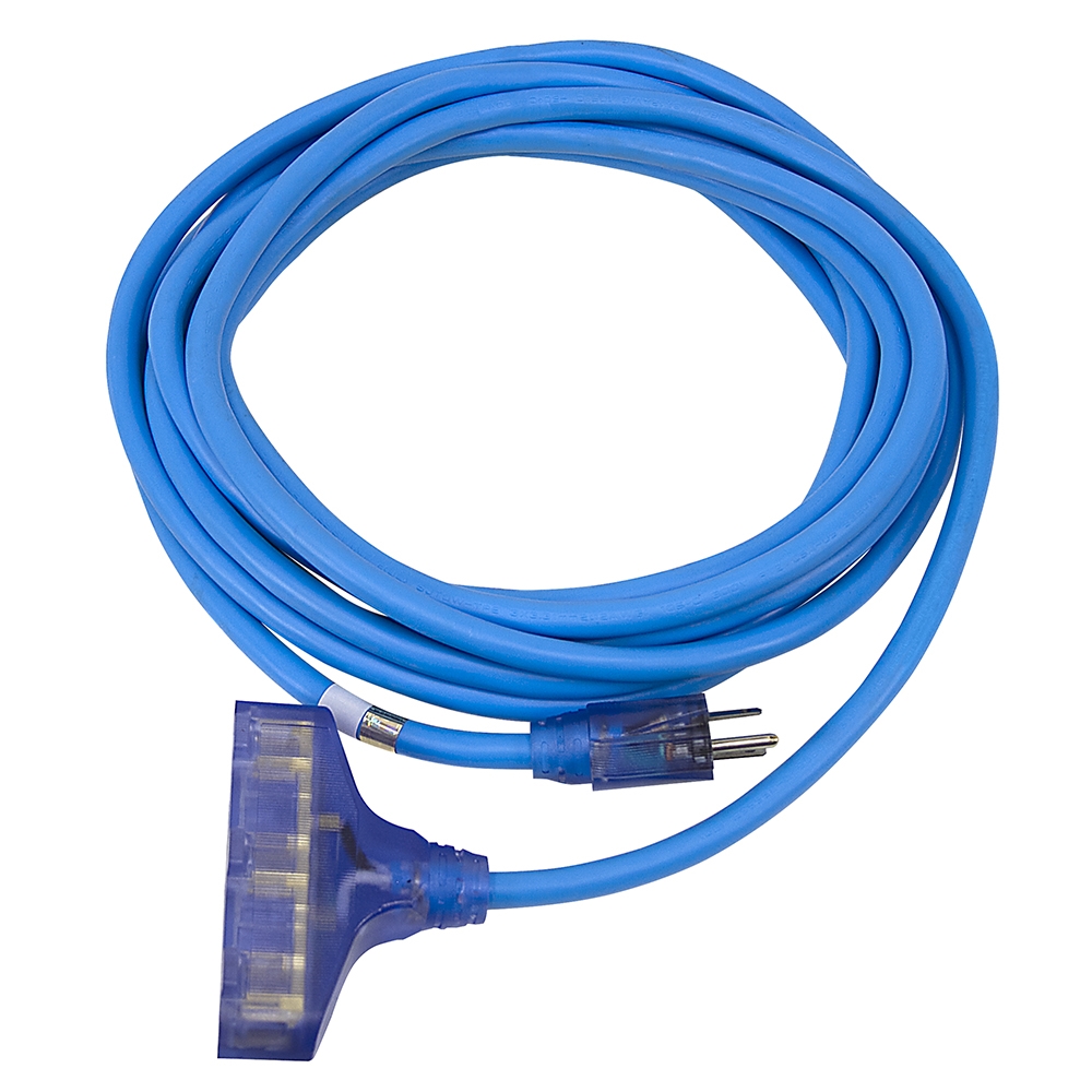 20 Ft 12/3 Sub Zero Blue Extension Cord 3X Outlets Extension Cords