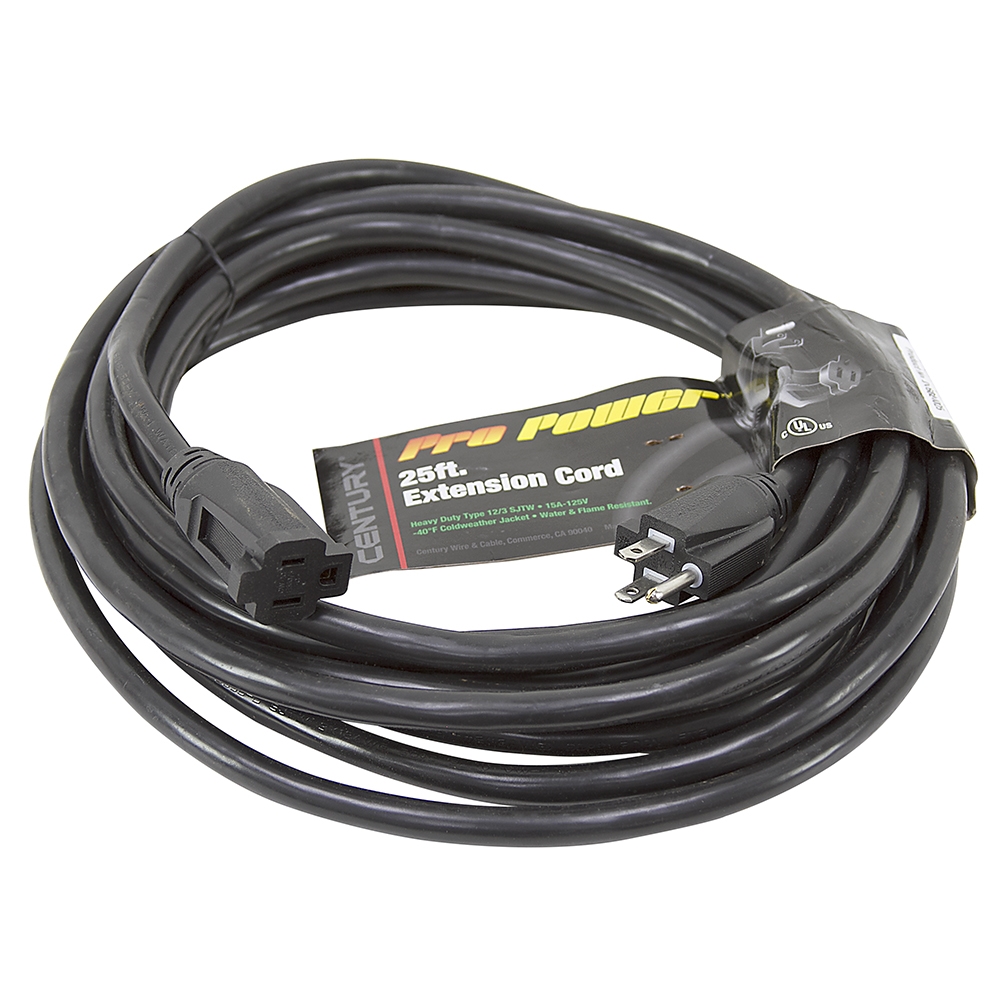 25 Ft 12/3 Black Extension Cord Extension Cords Power Cords & Line