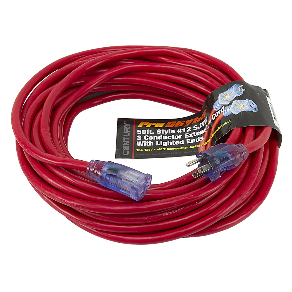 50 Ft 12/3 Red Extension Cord Extension Cords Power Cords & Line