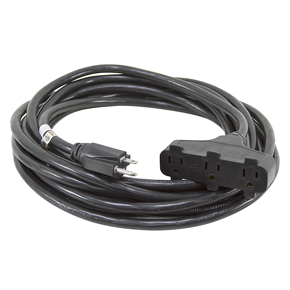 25 Ft 12/3 Black Triple Tap Extension Cord Extension Cords Power