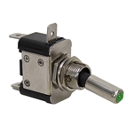 SPST Lighted Tip Toggle Switch Green LED 66-2052