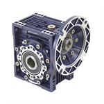 Aluminum Right Angle Worm Gear Reducer, 63 mm C.D., 20/1, 145TC Input Flange, Hollow Bore Output Worldwide CALM63-20/1-145TC