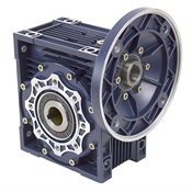 Aluminum Right Angle Worm Gear Reducer, 90 mm C.D., 15/1, 56C Input Flange, Hollow Bore Output Worldwide CALM90-15/1-56C
