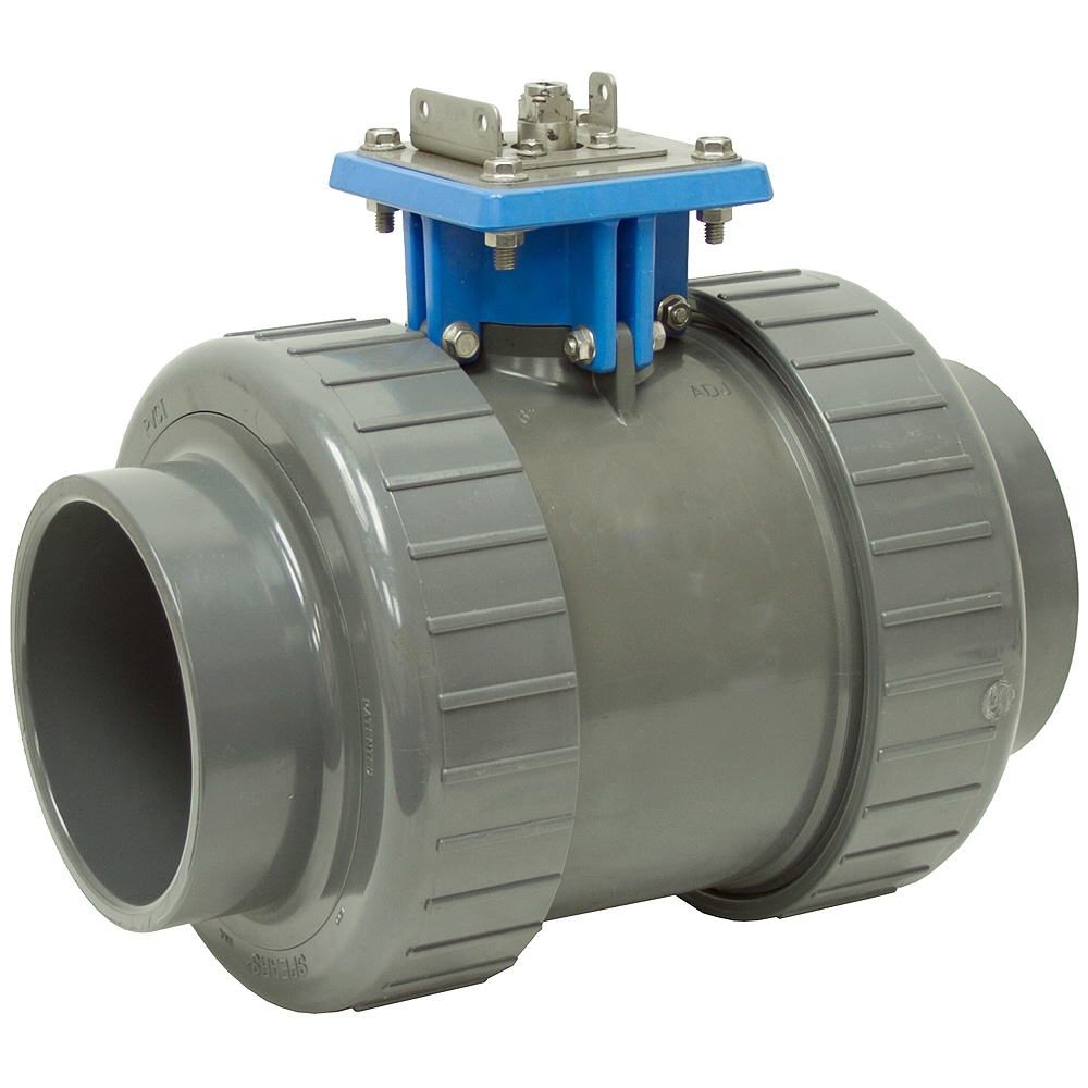 6" Socket 150 PSI PVC Ball Valve w/ Mount 1822060 Manual Valves