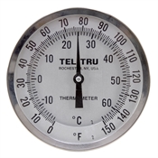 0 - 150 Degree F, -10 - 60 Degree C 5" Face 9" Stem Teltru AA575R Series 42100929 Thermometer