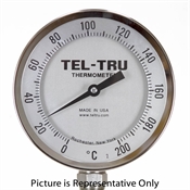 0 - 200 Degree C 5" Face 4" Stem Teltru BC550R Series 40100478 Thermometer
