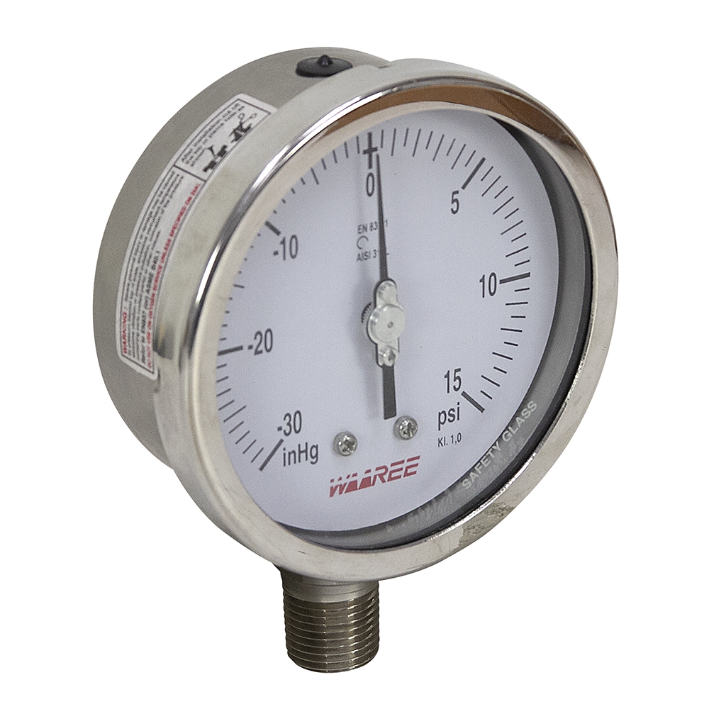 30015 Hg/PSI 4" Vacuum/Pressure Gauge Pressure & Vacuum Gauges
