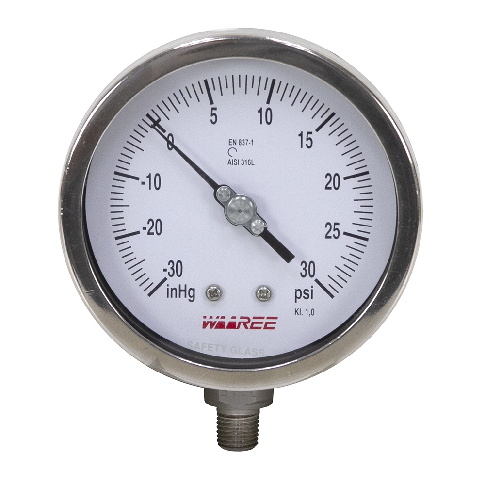 30030 Hg/PSI 4" Vacuum/Pressure Gauge Pressure & Vacuum Gauges