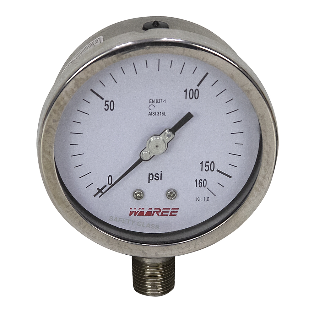 160 PSI 4" Pressure Gauge Waaree Brands