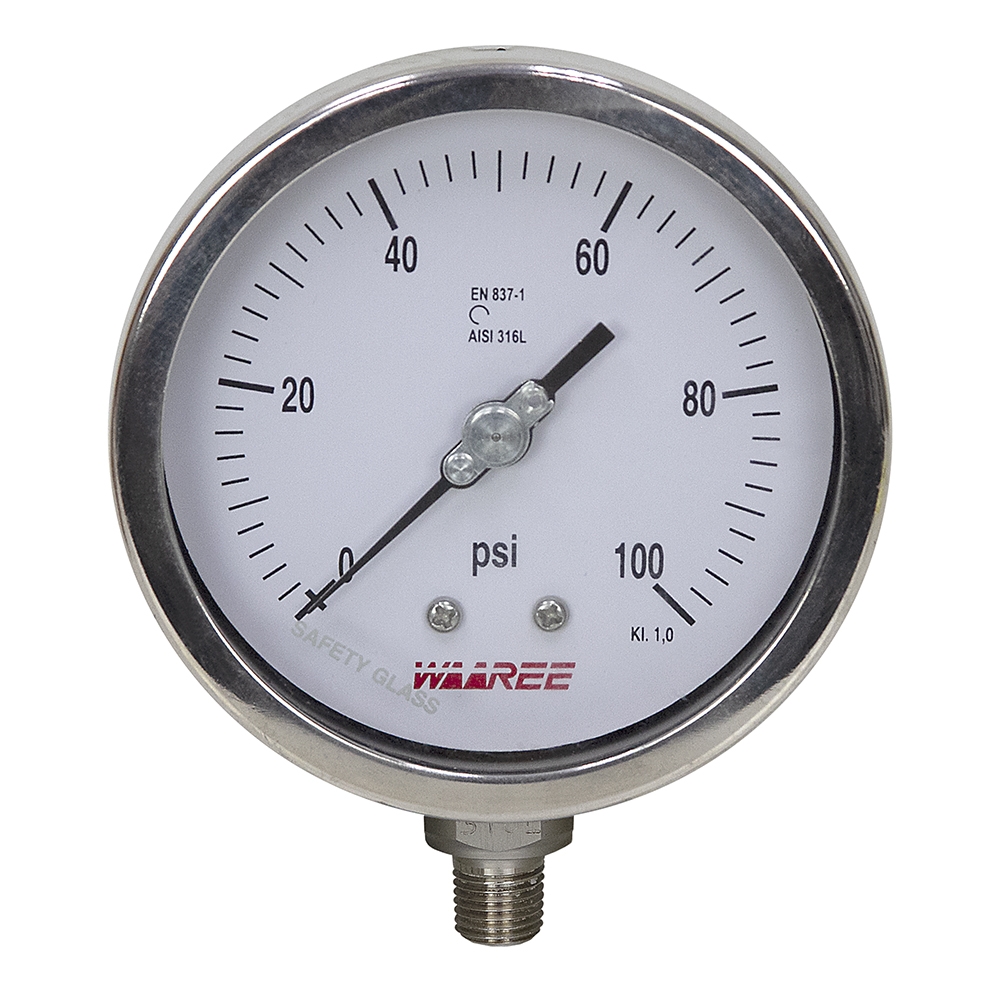 100 PSI 4" Pressure Gauge | Waaree | Brands | www.surpluscenter.com