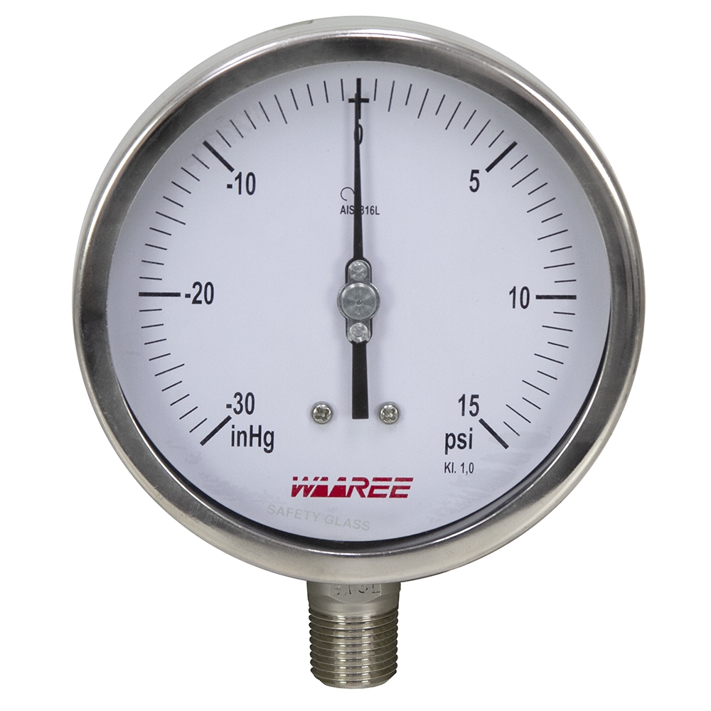 30015 Hg/PSI 5" Vacuum/Pressure Gauge Waaree Brands www