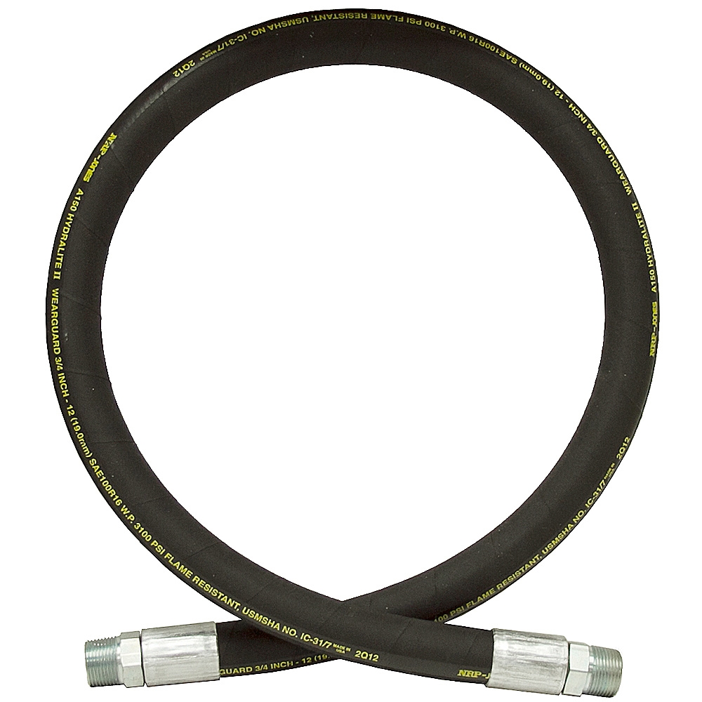 3/4" x 24" 3/4 NPTM x 3/4 NPTM SAE 100R16 Hydraulic Hose Assembly 3000 PSI Hydraulic Hose