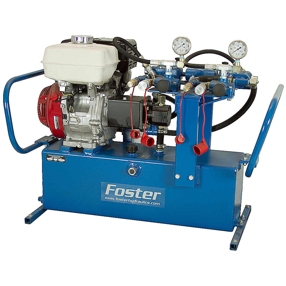 9 HP Foster 3/3 GPM Hydraulic Power Unit w/Flow Controls Gas Engine