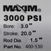 3x20x1.5 Double Acting Hydraulic Cylinder Maxim 400530 - Alternate 3